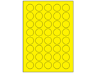 Yellow polyester laser labels, 30mm diameter