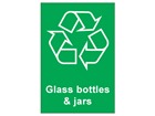 Glass bottles & jars recycling sign.