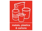 Metals, plastics & cartons WRAP recycling signs