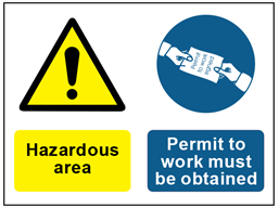 COSHH. Hazardous area, Permit to work must be obtained sign. | CSH400 ...