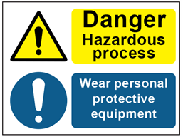 COSHH. Danger hazardous process, wear personal protective equipment ...