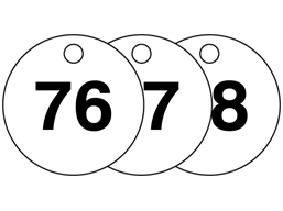 Plastic valve tags, numbered 76-100