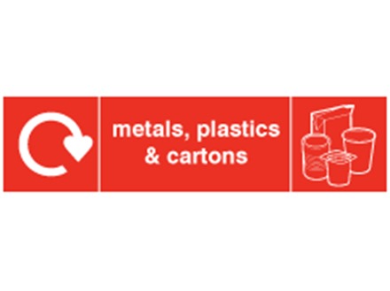 Metals, plastics & cartons WRAP recycling signs